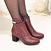 Ботинки женские кожаные на устойчивом каблуке. Цвет бордовый, фото 2