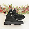 Черевики замшеві жіночі на потовщеній підошві. Колір чорний, фото 2