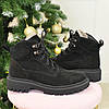 Черевики замшеві жіночі на потовщеній підошві. Колір чорний, фото 4