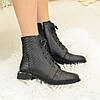 Черевики жіночі шкіряні з квадратним носочком. Натуральна шкіра з тисненням пітон, фото 4