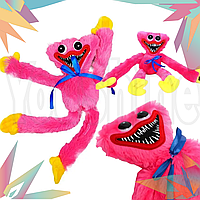 Хаги Ваги 45 см Мягкая игрушка Киси Миси Huggy Wuggy на липучках Розовый  YU227