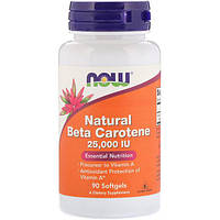 Витамин A NOW Foods Natural Beta Carotene, 25,000 IU 90 Softgels EV, код: 7518490
