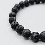 Браслет чоловічий 100% натуральна лава 8 мм та руна Лагуз, фото 4