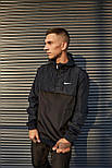 Чоловіча куртка анорак Nike вітровка осінь-весна демісезонна з капюшоном непродуваєма чорний. Живе фото, фото 7