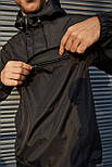 Чоловіча куртка анорак Nike вітровка осінь-весна демісезонна з капюшоном непродуваєма чорний. Живе фото, фото 3