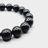 Браслет чоловічий 100% натуральний шунгіт 10 мм розмір 19, фото 3