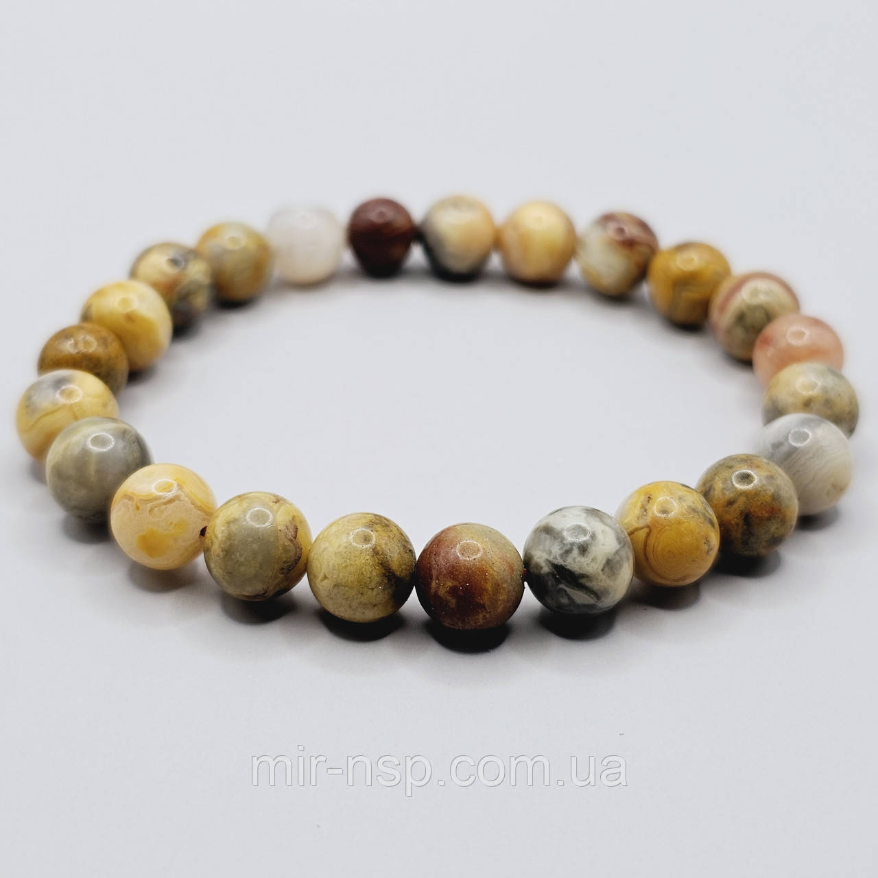Браслет з натуральної океанічної яшми 8 мм розмір 19, фото 1