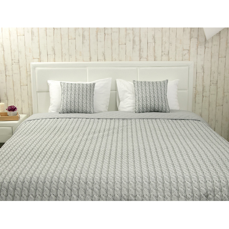 Покрывало на кровать 220x240 см Grey Braid серое, двустороннее декоративное покрывало на двуспальную кровать - фото 3 - id-p2087309857