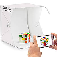 Розкладний лайтбокс з подвійним LED підсвічуванням Andoer LB-04 | фотобокс / лайткуб для предметної зйомки, 30 см