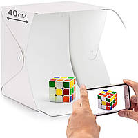 Розкладний лайтбокс з подвійним LED підсвічуванням Andoer LB-04 | фотобокс / лайткуб для предметної зйомки, 40 см