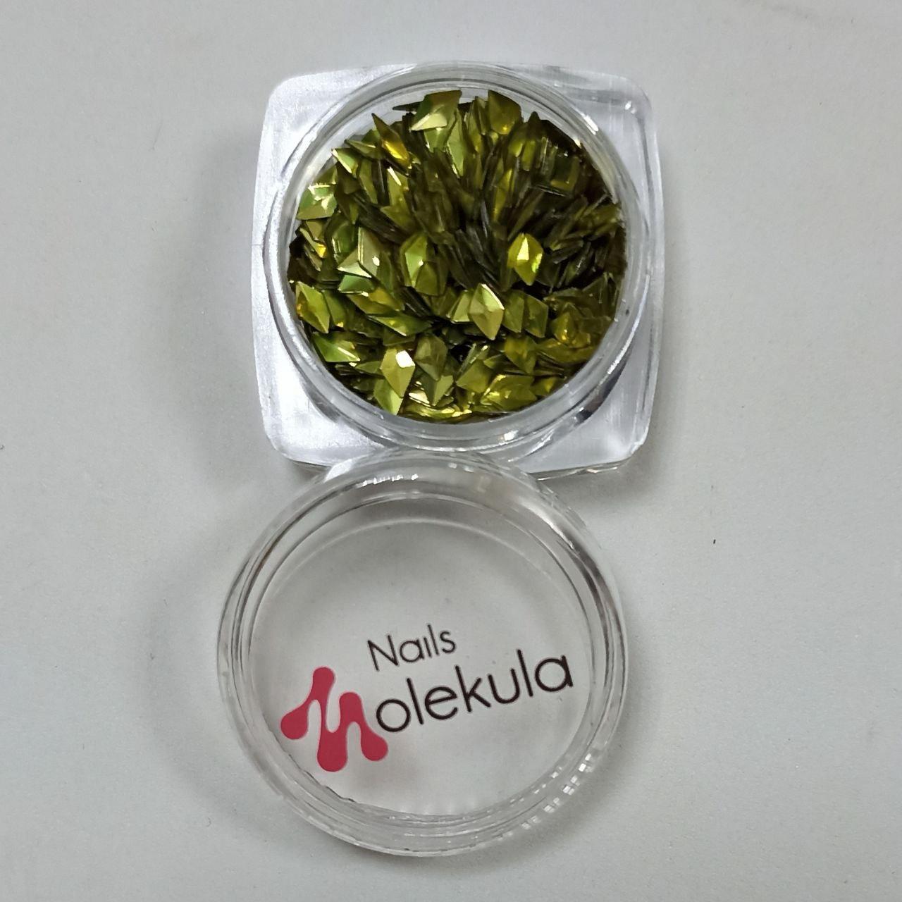Декор для дизайну нігтів Nails Molekula № 02 Жовто- зелений ромб, фото 1
