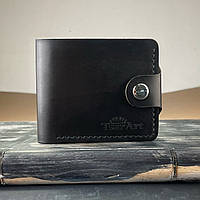 Шкіряне портмоне ручної роботи темно-коричневого кольору TsarArt з ручним швом на два відділення