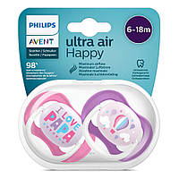 Пустышка ортодонтическая для девочек 2 шт Philips Avent Ultra Air I love 6-18m (8710103949299)