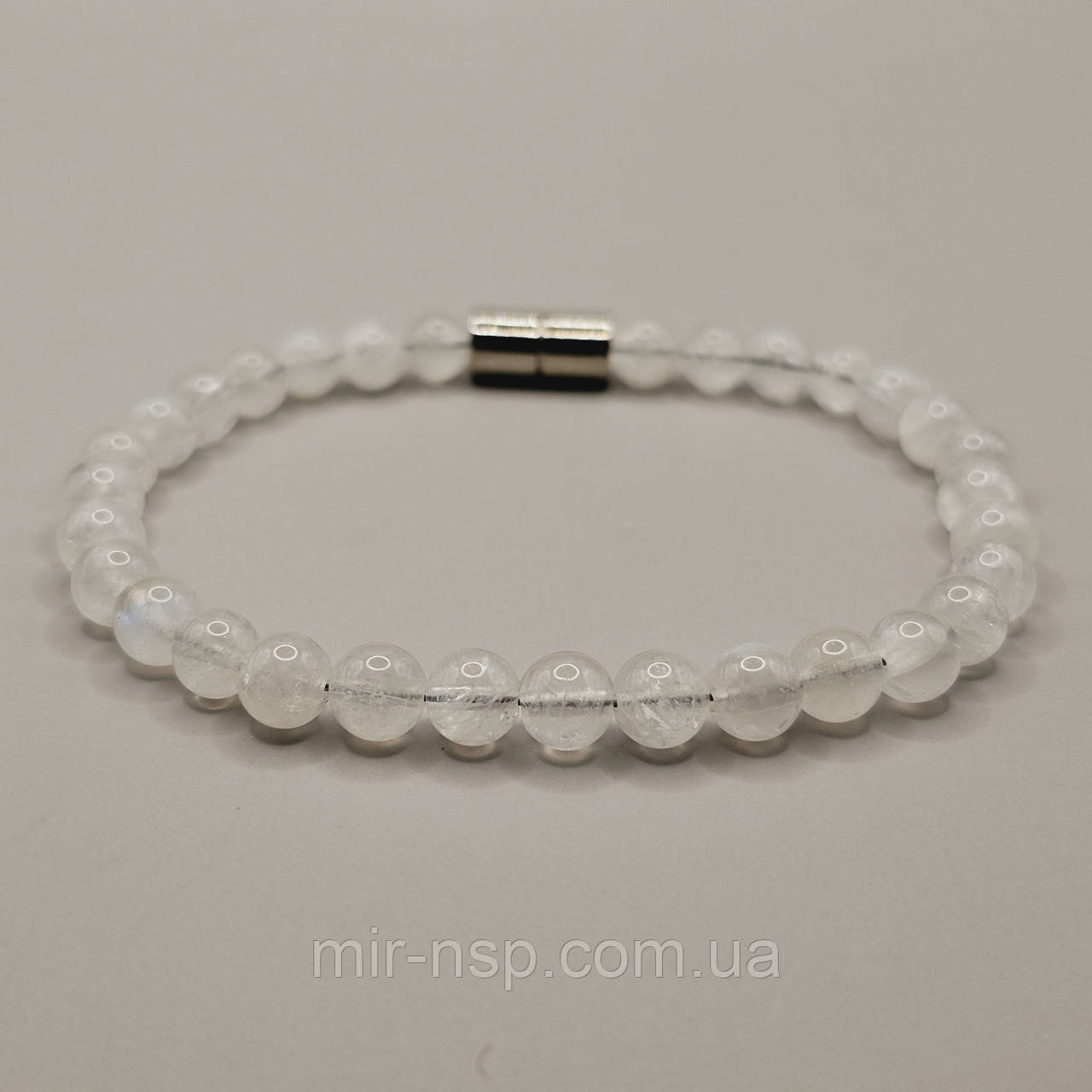 Браслет 100% натуральный лунный камень 6 мм размер 19, фото 1