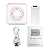 Портативний термопринтер Mini Printer C15 для друку зі смартфона без заправлення чорнила (Рожевий), фото 6