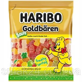 Желейні цукерки Золотий Ведмедик Кислий Фруктовий Мікс Haribo Goldbaren Saure Fruchtig Spritzig 175г Німеччина