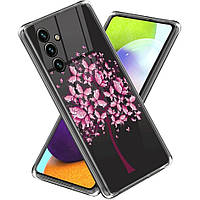 Силиконовый (TPU) чехол Deexe Pretty Glossy для Samsung Galaxy A25 (A256) - Pink Flowers