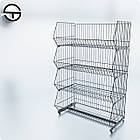 Кошик "AZHAR" 260х700х390мм, чорний. Стелаж сітчастий з торгових кошиків, металевий підлоговий для торгівлі, фото 2