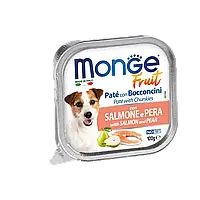 Влажный корм Monge Dog Fruit с лососем и грушей, 100 г*32 шт