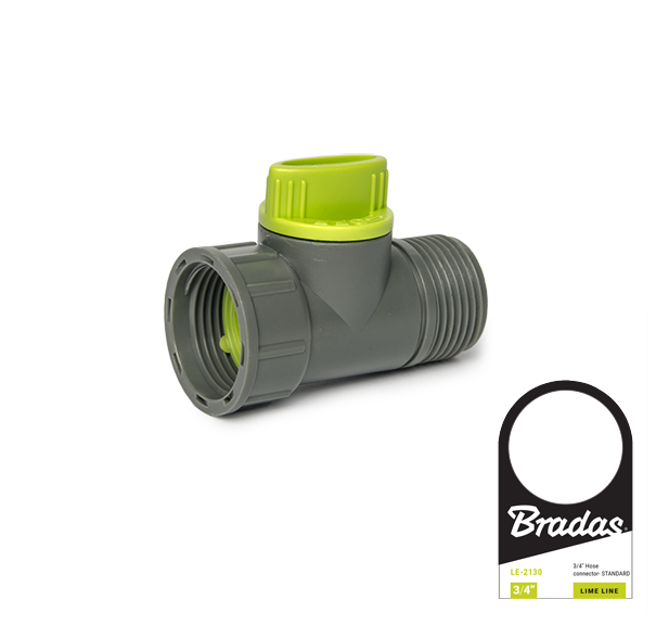 Шаровий краник із пластику 3/4"ЗР х 3/4"ВР, до 4 бар, поливочний кран, LIME LINE Bradas (Польща), фото 1