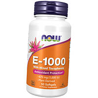 Витамин E NOW Foods Vitamin E-1000 with Mixed Tocopherols 50 Caps GL, код: 7576380