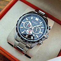 Мужские классические кварцевые стрелочные наручные часы с хронографом Curren 8418 SB. Металлический браслет
