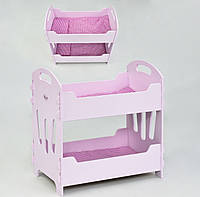 Кроватка для кукол двухъярусная 8002 ТМ "Мася" в коробке Розовая