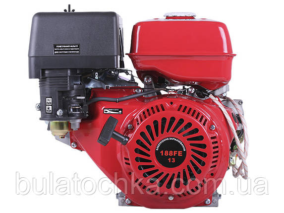 ДВИГУН БЕНЗИНОВИЙ З ЕЛЕКТРОСТАРТЕРОМ 188FE ТАТА (З ВИХОДОМ ВАЛУ ПІД ШПОНКУ, 25 ММ) 13 Л.С., фото 2
