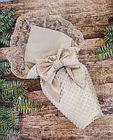 Зимний конверт одеяло с кружевом для новорожденных, бежевый