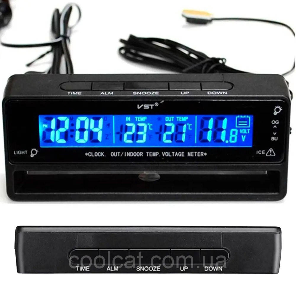 Автомобильные часы с термометром и вольтметром VST-7010V / Авточасы / Часы с подсветкой - фото 1 - id-p2087336550