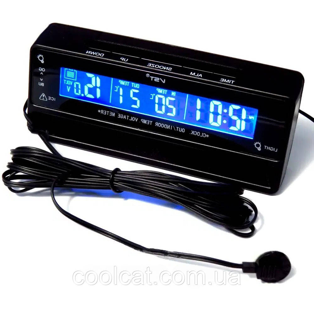 Автомобильные часы с термометром и вольтметром VST-7010V / Авточасы / Часы с подсветкой - фото 6 - id-p2087336550