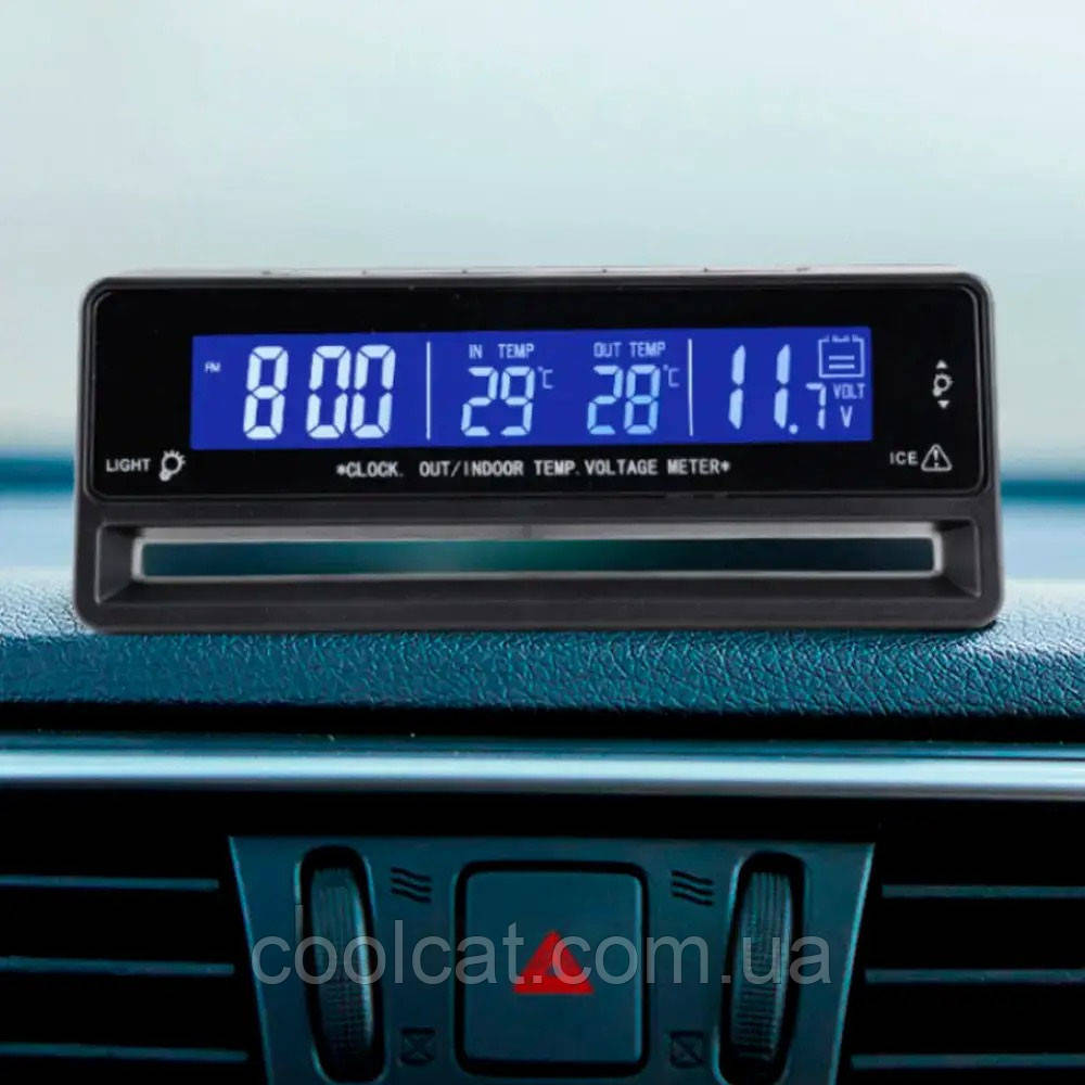 Автомобильные часы с термометром и вольтметром VST-7010V / Авточасы / Часы с подсветкой - фото 2 - id-p2087336550