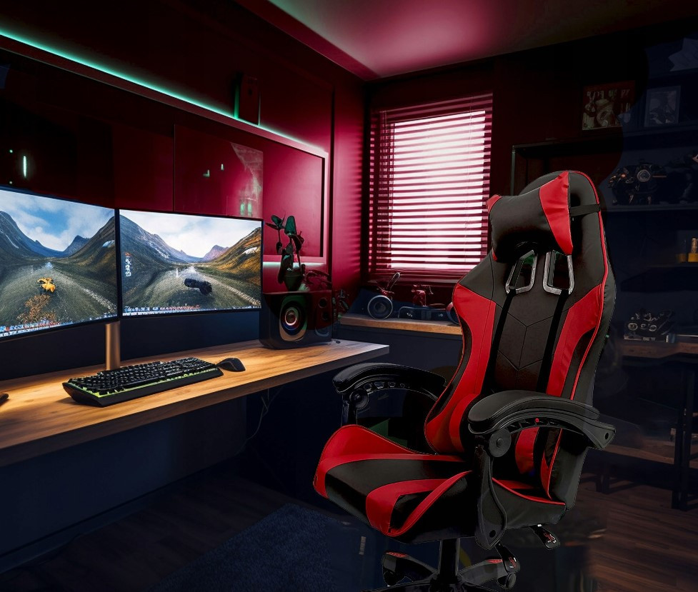 Геймерське крісло Kontrast Modern Red екошкіра підставка для ніг