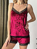 Літній домашній комплект з оксамиту, велюрова літня піжама: топ + шорти р.42-48. Арт-1513/8, фото 4
