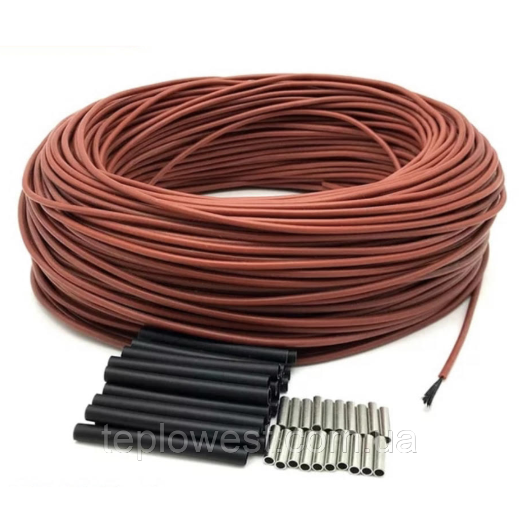 33 Ом/м. Нагрівальний карбоновий кабель 12К у силіконовій ізоляції