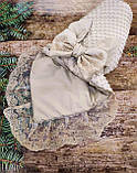 Демі конверт з мереживом для новонароджених малюків, бежевий, фото 2