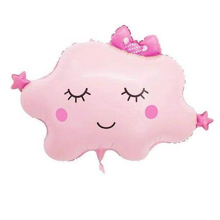 Фольгована кулька Хмарка з бантиком 75х66см (29") | Рожевий, фото 1