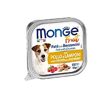 Влажный корм Monge Dog Fruit с курицей и малиной, 100 г * 16 шт