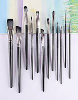 Набір пензлів для аквагриму, гриму. Кисті для малювання, професійні пензлики 12 штук