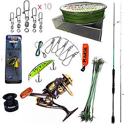 Спінінговий набір (2.10m/5-20 gr) на щуку, окуня, жереха Feima Exclusive Fish hell (8 предметів)