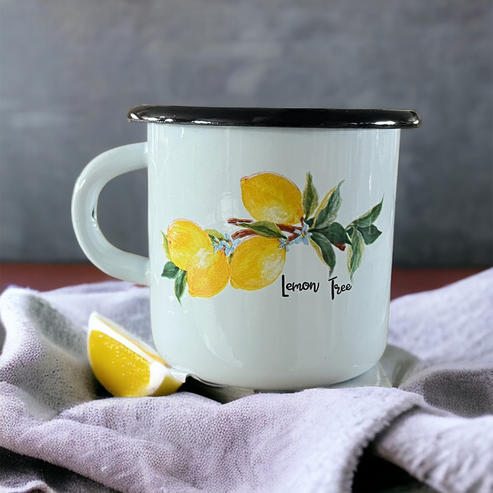 Кружка 0.4 л емальована Лимонне дерево біле 01031/2 Idilia