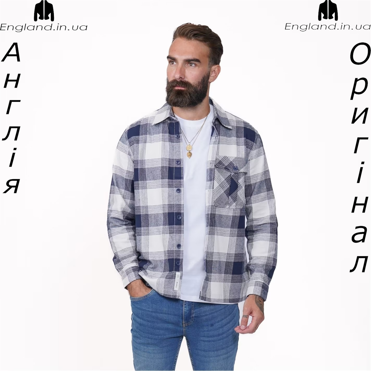 Сорочка чоловіча фланелева в клітинку Firetrap (Фаєртрап) з Англії - на довгий рукав, фото 1