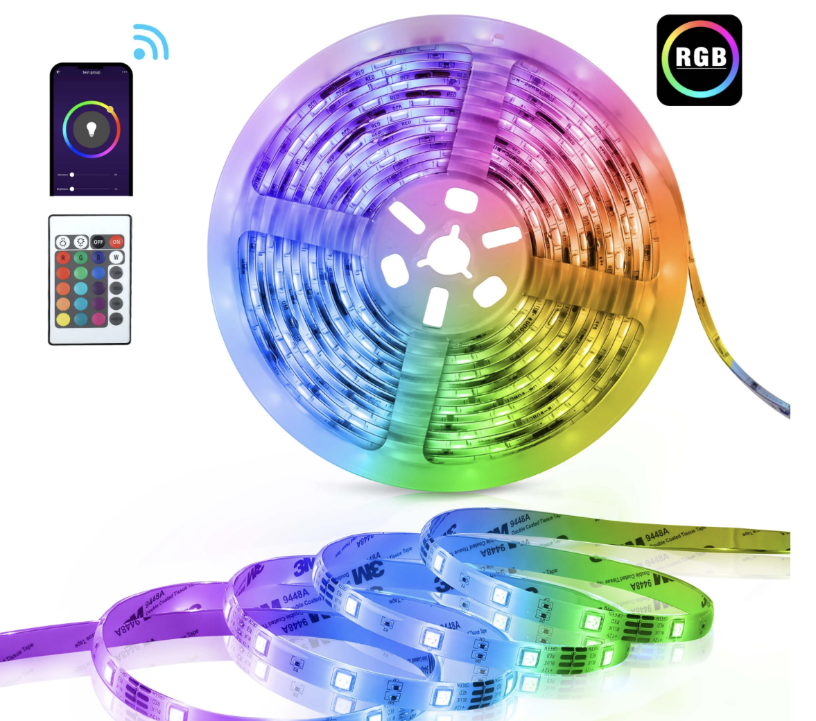 Розумна світлодіодна LED-стрічка Teckin SL02 Wifi смарт LED-стрічка 5 м музична, фото 1