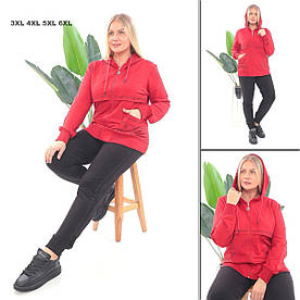 Жіночий спортивний стильний костюм зі стразами червоний (трикотаж двунить Туреччина) батал 3XL-4XL-5XL-6XL