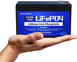 Акумулятор Eco Worthy LiFePO4 12V 8Ah (96Wh), 3000+ циклів