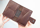 Портмоне для документів чоловіче шкіряне темно-коричневе з тисненням Герб Тризуб | для автодокументів, паспорта, військового, фото 5
