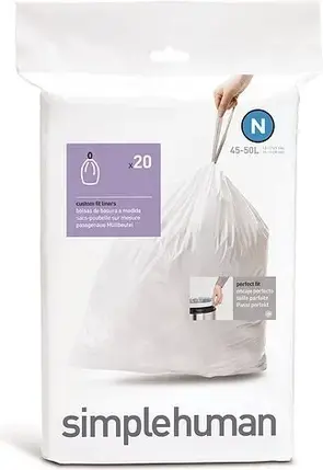 Мішки для сміття 20 шт. Simplehuman розмір N 45-50 л, фото 1