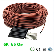 66 Ом/м. Нагрівальний (карбоновий) кабель для підігрівання стін ⁇ 66ом/метр, ізоляція — силікон ⁇, фото 2