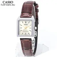 Женские часы Casio LTP-V007L-9E Золотисто-коричневые с серебристым