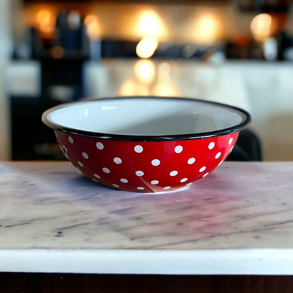 Миска емальована 2.5 л Полька червона 0311 Idilia